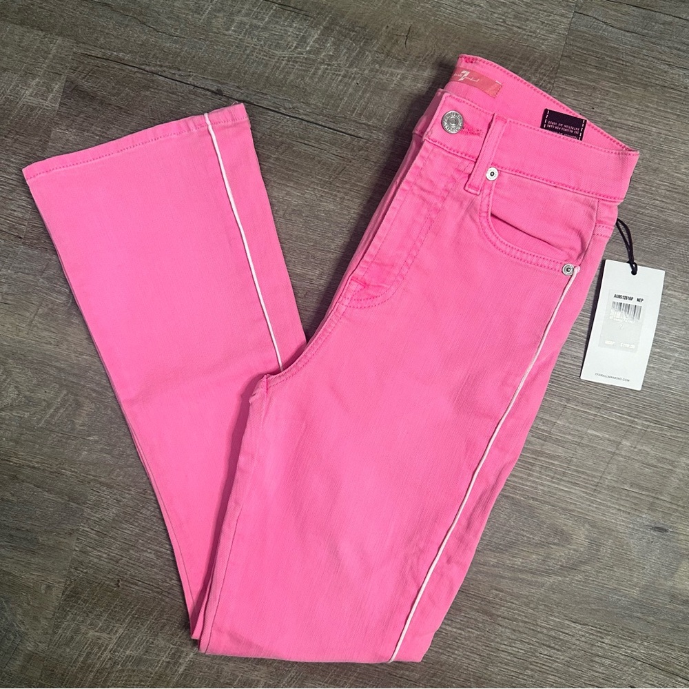 7 For All Mankind High Waist Slim Kick pink jeans size 27 NWT
